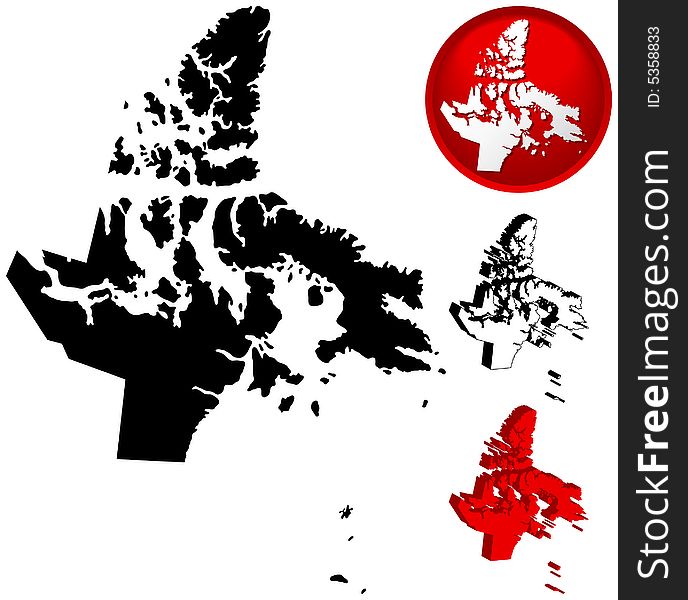 Detailed Map of Nunavut, Canada with several variations