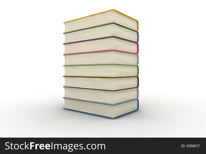 Pile of books - isolated on white background - photorealistic 3d render