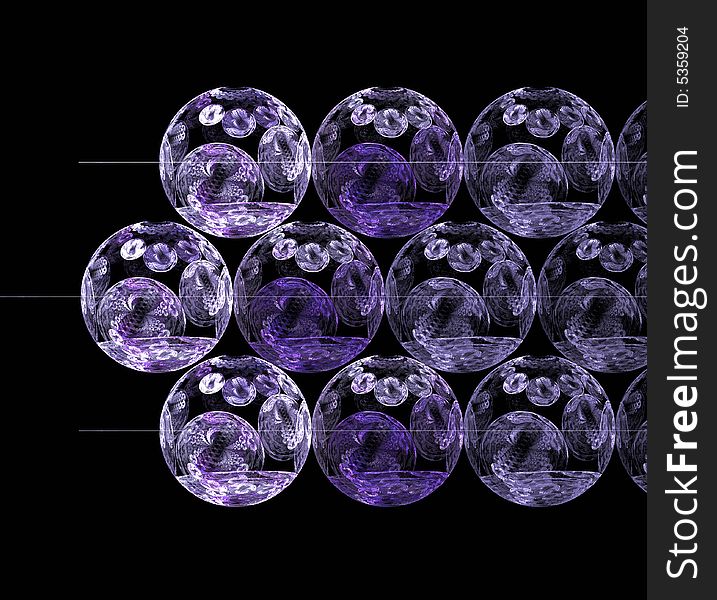 A line of pretty purple ornaments in this fractal.