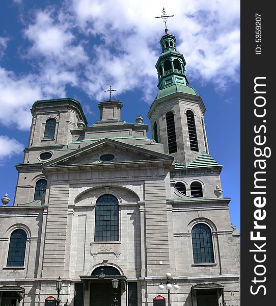 Facade of the historic cathedral in Quebec City, Quebec, Canada. Facade of the historic cathedral in Quebec City, Quebec, Canada.