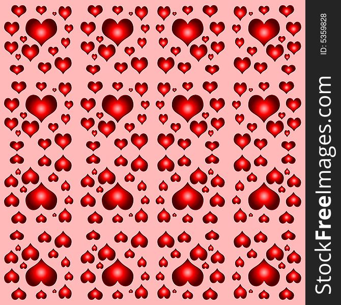 Seamless tileable background tile with many hearts. Seamless tileable background tile with many hearts