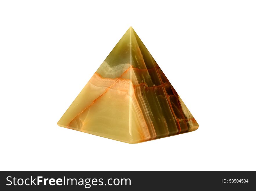 Beautiful souvenir pyramid of natural stone onyx