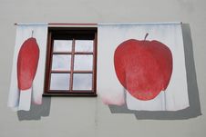 Window Decorated With Apples Stock Images Window Decorated With Apples Stock Images