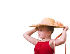 Little Girl Posing With Hat Royalty Free Stock Photo
