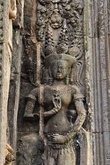 Cambodia Angkor Chau Say Tevoda Bas Reliefs Royalty Free Stock Photography