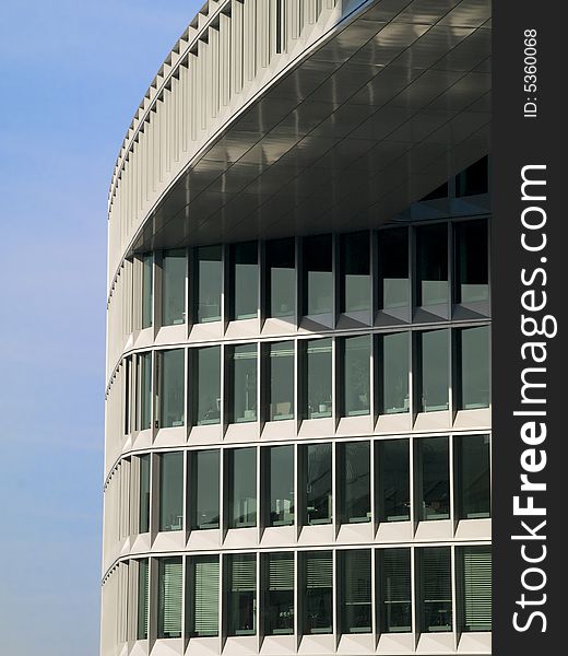 Glass front and facade of an office building