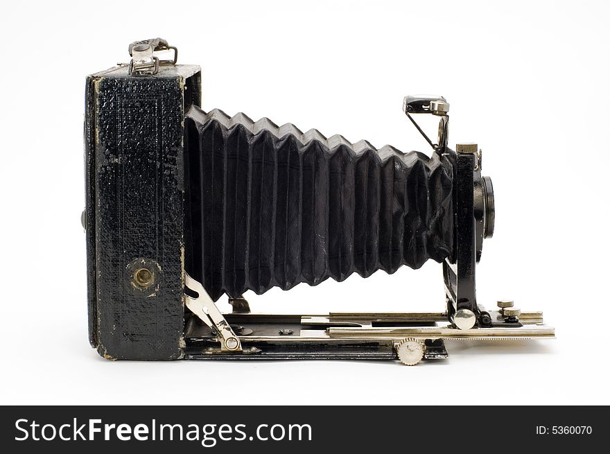 Old classical camera with furs.