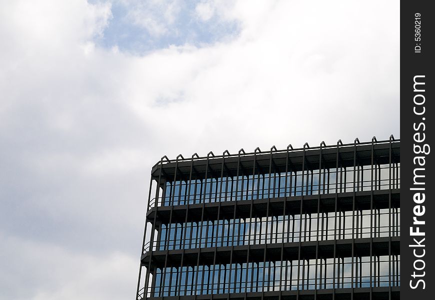 Glass front and facade of an office building