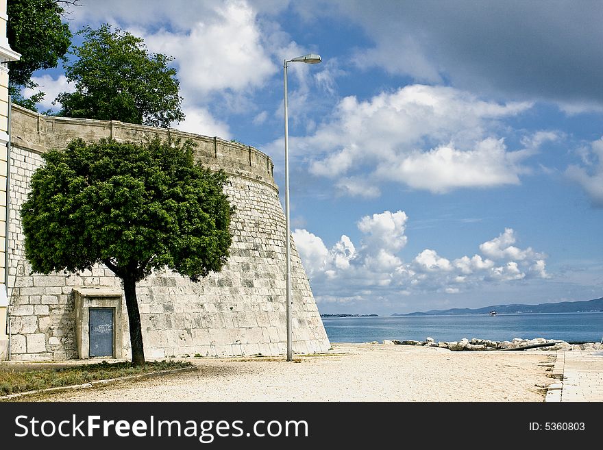 Ancient city wall of zadar in croatia