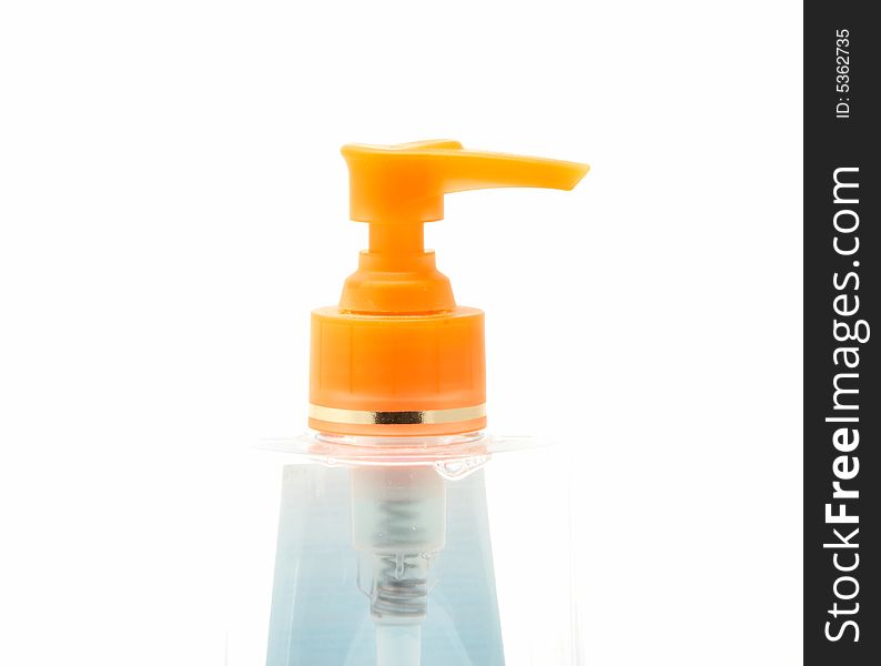 Bottle with batcher on a white background