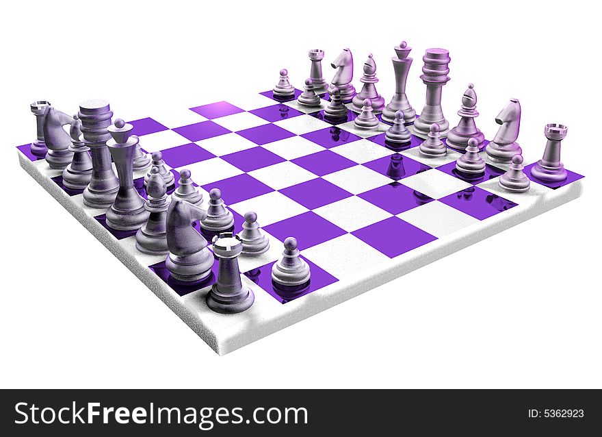 3d glass chess lilac colour on white background. 3d glass chess lilac colour on white background