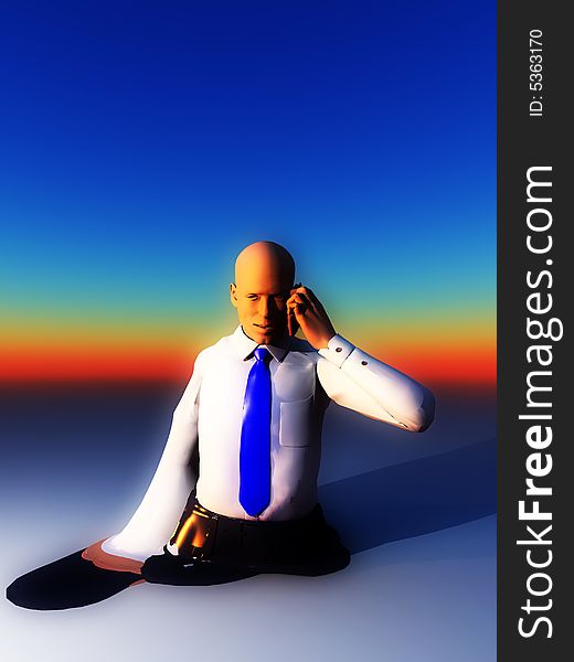 An conceptual image of a business man who is melting due to overworking. An conceptual image of a business man who is melting due to overworking.