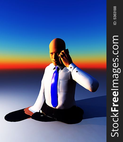 An conceptual image of a business man who is melting due to overworking. An conceptual image of a business man who is melting due to overworking.