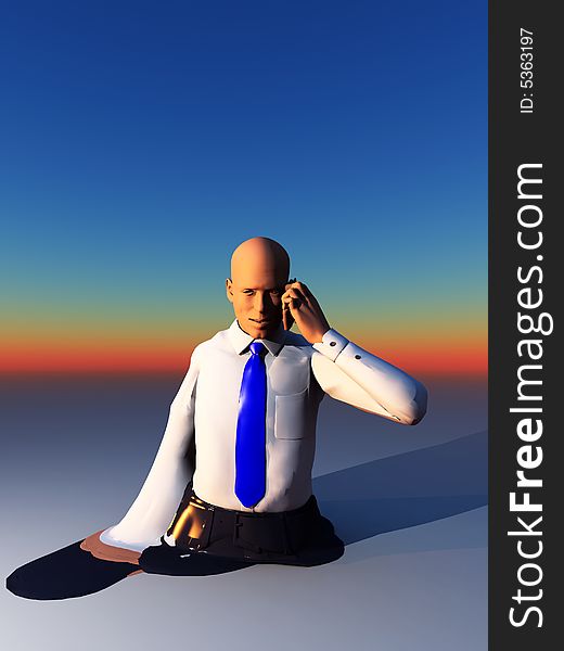 An conceptual image of a business man who is melting due to overworking. An conceptual image of a business man who is melting due to overworking.