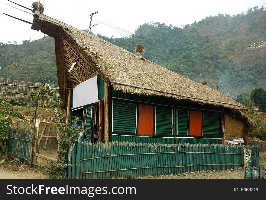 A traditional hut of Nagaland. A traditional hut of Nagaland.