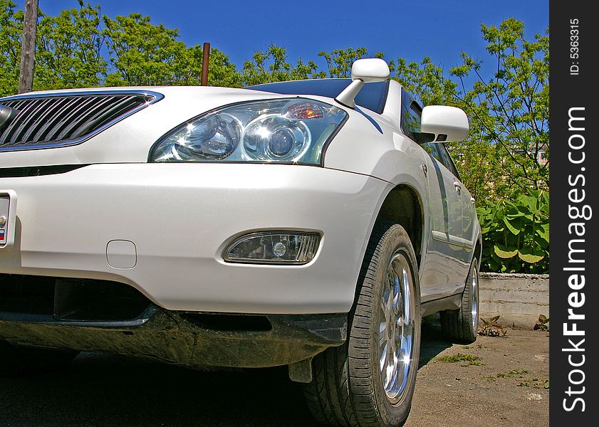 The Passenger Car Of The Colour White.