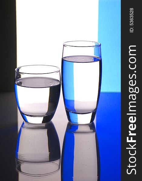 Glasses with water with background