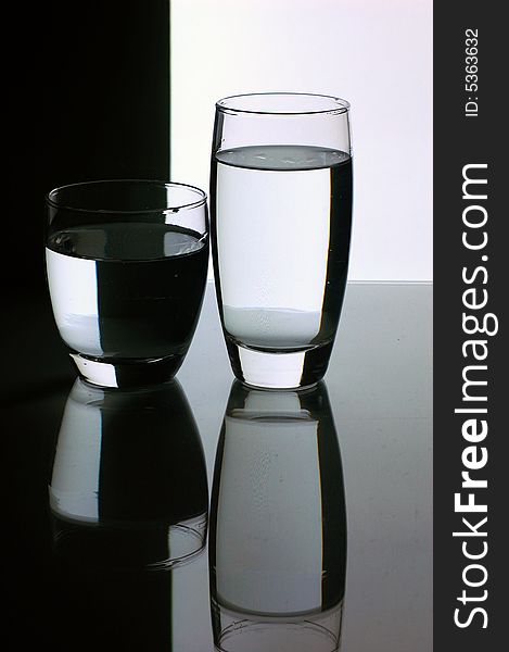 Glasses with water with background