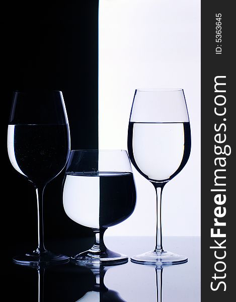 Glasses with water with background