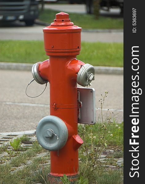 German fire hydrant (DIN 100) with a A-Connector and two B-Connectors.