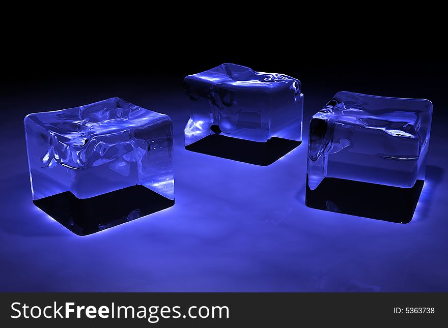 Scene cubes ice executed in 3D