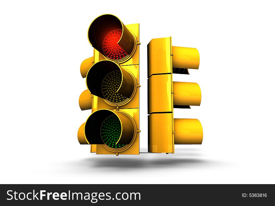 3d rendering of Red Traffic Signal. 3d rendering of Red Traffic Signal