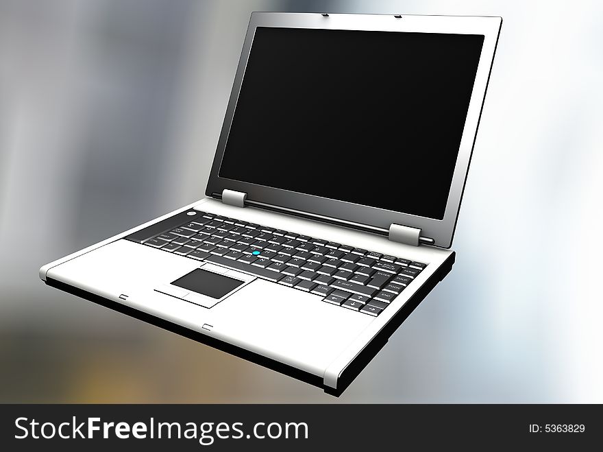 A 3d illustration of an Open Laptop. A 3d illustration of an Open Laptop