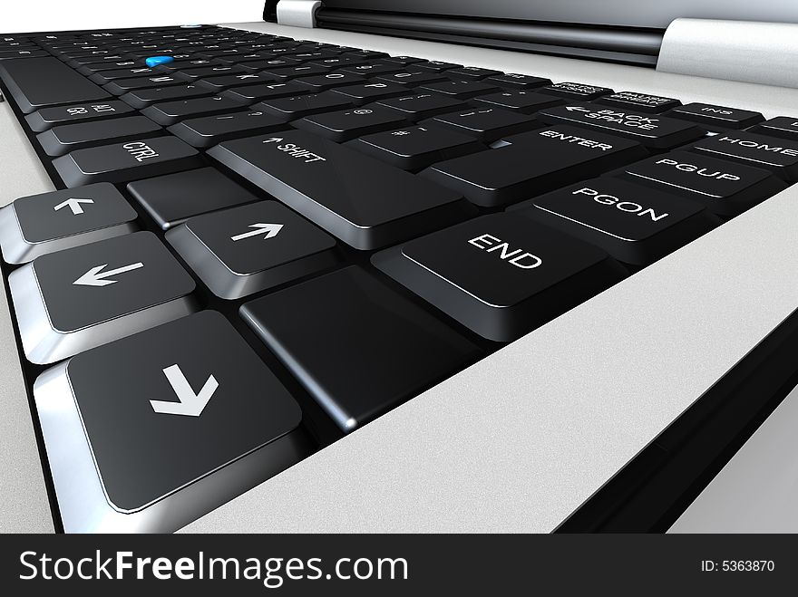3d rendering of a laptop keyboard. 3d rendering of a laptop keyboard