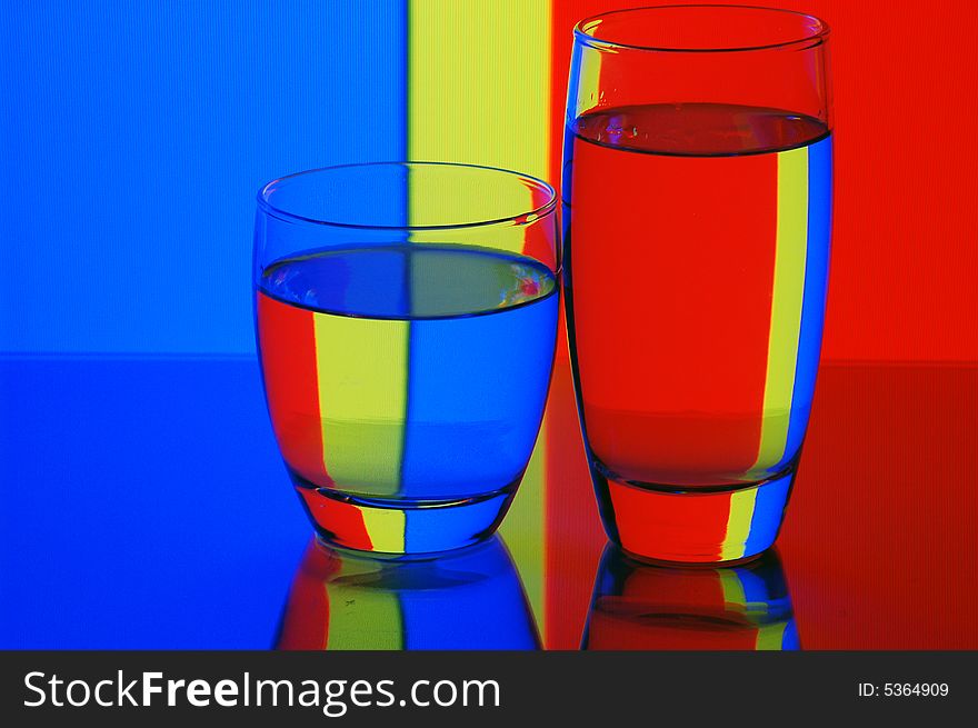 Glasses with water with background