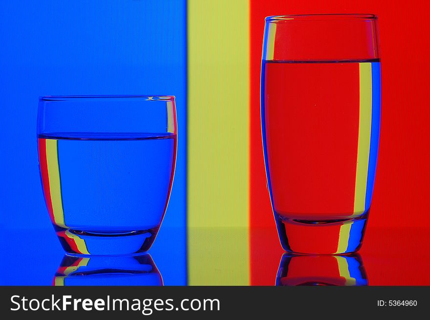 Glasses with water with background