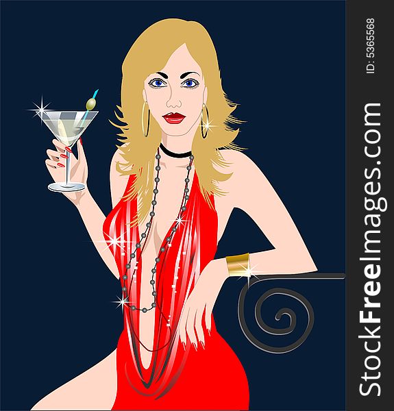 Woman with martini drink