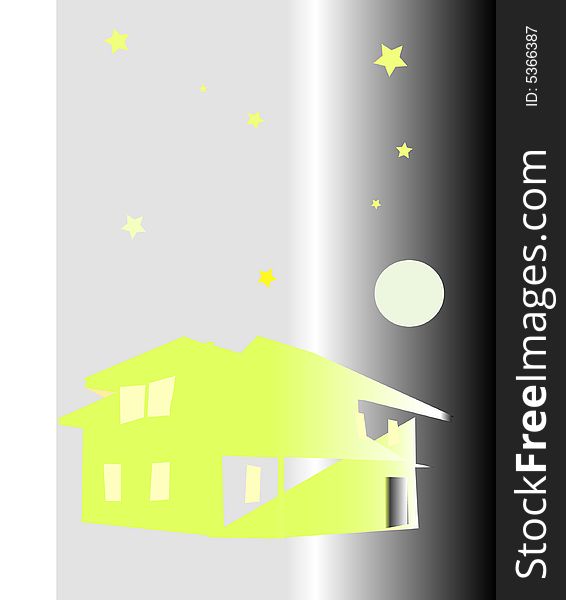 Illustration of home , night , moon