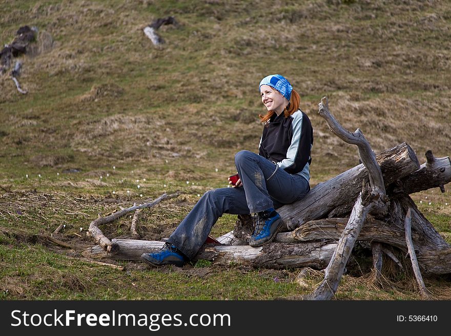 Active woman having rest