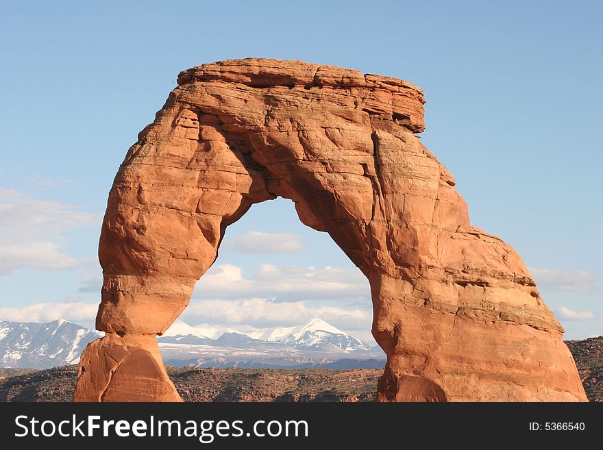 Famous landmark with Geological Feature of Delicate Arch. Arches national park. Utah. USA