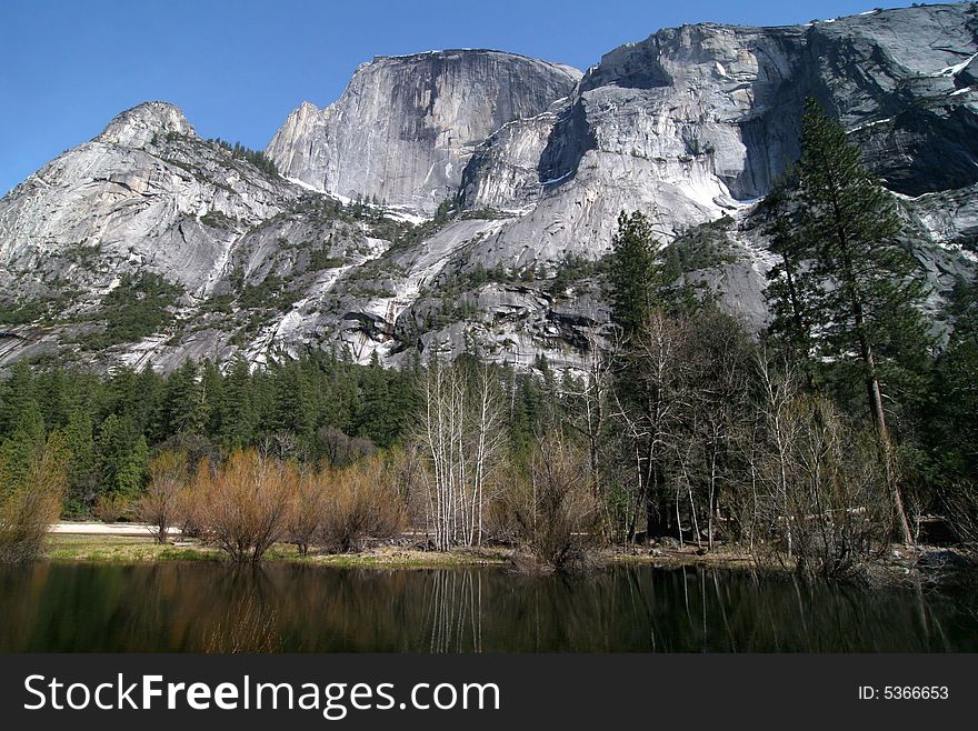 Famous natural landmark Half Dome. Yosemite national park. California. USA