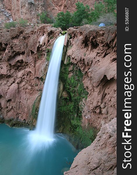 Mooney Falls located on the Havasupai Indian Reservation. Arizona. America.