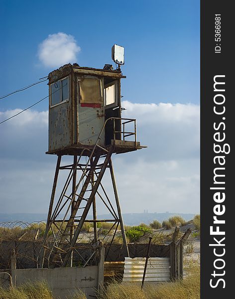 Old security service watch-tower. Old security service watch-tower