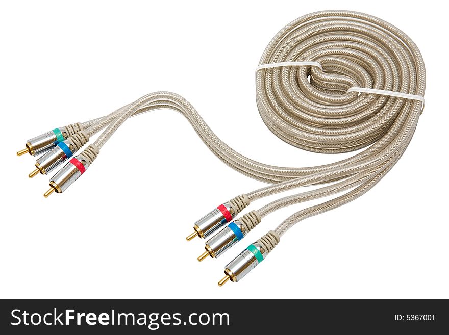 Component video cable on a white background