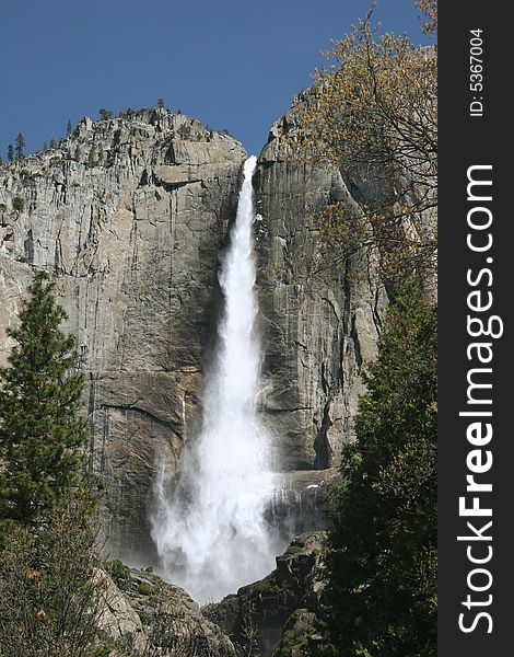 Famous natural landmark Yosemite fall. Yosemite national park. California. USA