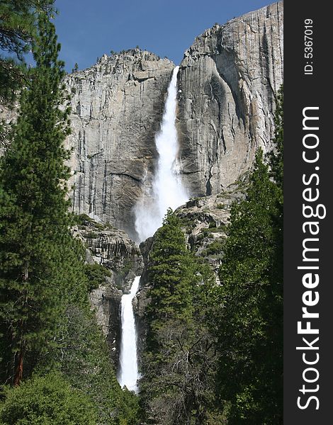 Famous natural landmark Yosemite fall. Yosemite national park. California. USA