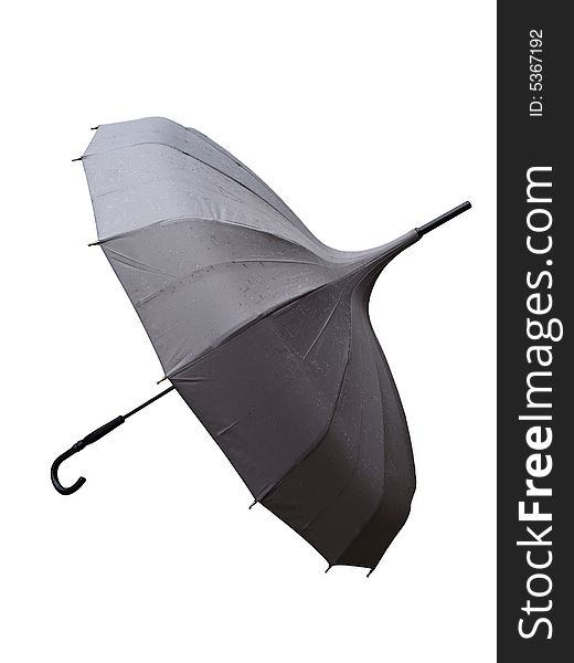 Wet grey umbrella isolated on white background. Wet grey umbrella isolated on white background