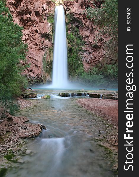 Mooney Falls located on the Havasupai Indian Reserve. Arizona. USA