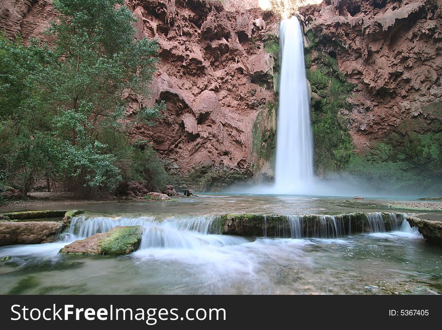 Mooney Falls located on the Havasupai Indian Reserve. Arizona. USA