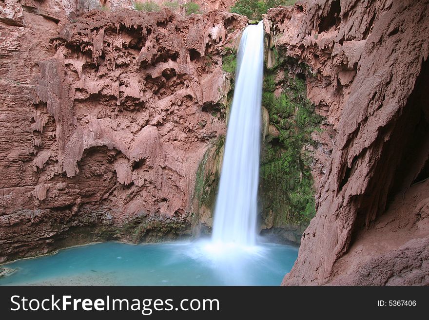 Mooney Falls located on the Havasupai Indian Reserve. Arizona. USA