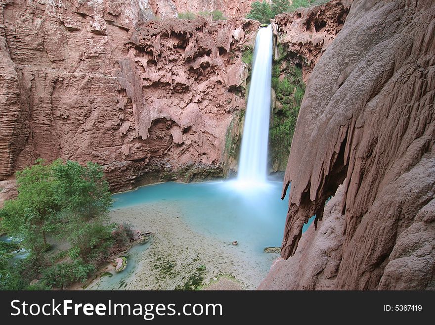 Mooney Falls located on the Havasupai Indian Reserve. Arizona. USA