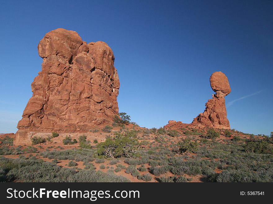 Famous natural landmark Balanced Rock. Arches national park. Utah. USA