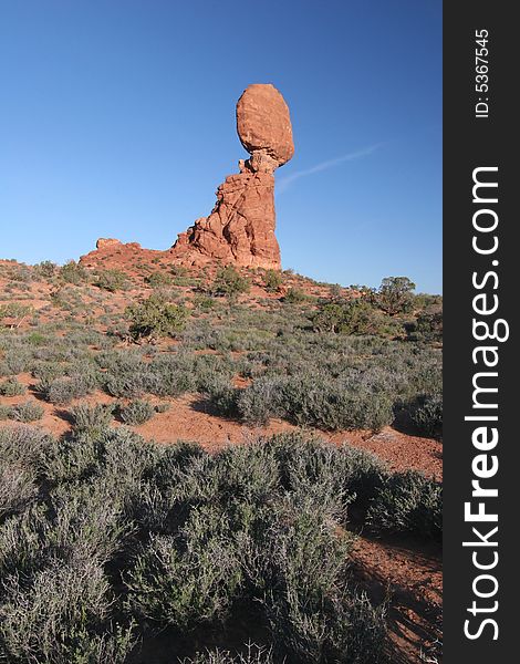 Famous natural landmark Balanced Rock. Arches national park. Utah. USA