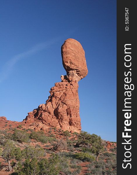 Famous natural landmark Balanced Rock. Arches national park. Utah. USA