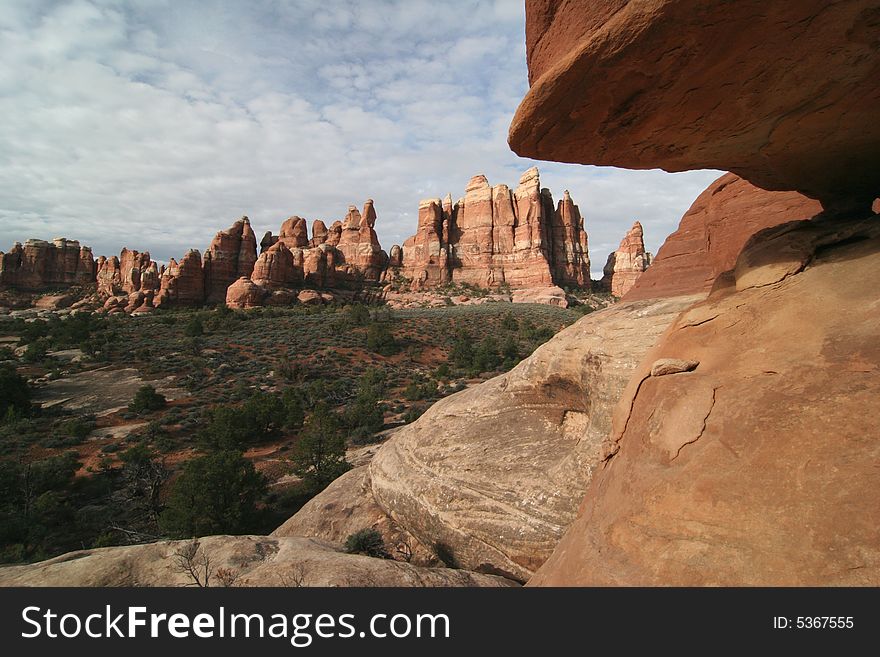 High angle view over the famous natural landmark Canyonlands national park. Utah. USA