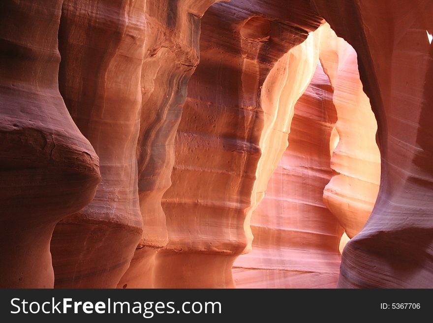 The famous landmark Slot canyon in pastel colors. Geological Feature. Arizona. USA